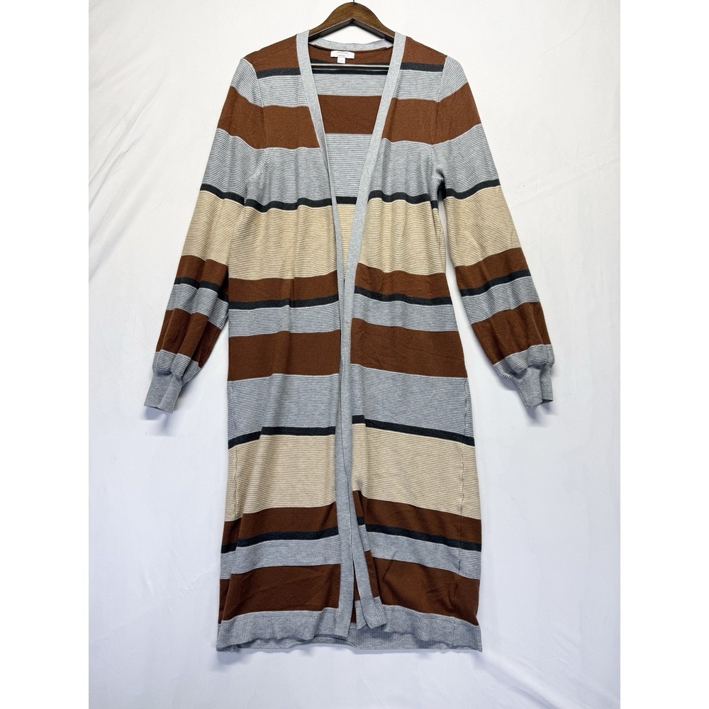 Cara Santana x Nine West Cardigan Sweater Womens L Multicolor Striped Open Front